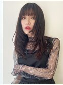 ハッシュカット　ミディアムレイヤー　韓国　バタフライカット