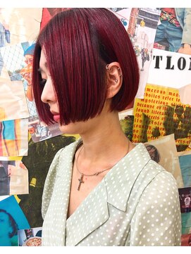 トロニー(TLONY) TLONY渋谷hori ハンサムボブ  レッドヘアカラー