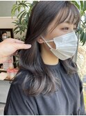 イヤリングカラー/チタングレー/インナーカラーセミディー