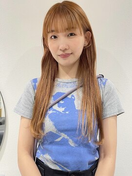 ラミエバイメルト 下北沢(lamie by melt) ぱっつん前髪小顔もみ上げ暖色カラーオレンジベージュ透け/毛利