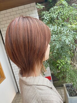 ノエル(noele) ミディアムショートレイヤー×オレンジベージュ
