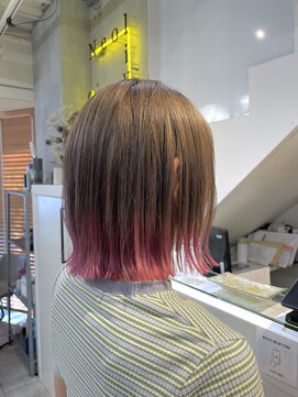 ネオリーブカフ 鶴ヶ峰店(Neolive caff) マロンベージュ×ペールピンク　テリボブ　ダブルカラー