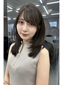  小顔に見えるトレンドヘア/黒髪/オリーブグレー/ココアベージュ