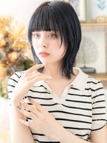 カバーヘア ブリス 志木南口駅前店(COVER HAIR bliss)&nbsp;★ダークブルーハイレイヤーカット小顔クラゲヘアー10代20代★2