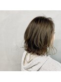 #きりっぱなしボブのオリーブカラー