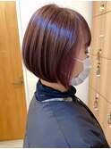【morio成増／米村】ピンクカラー丸みボブ