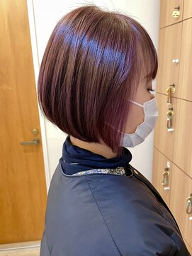 モリオ フロム ロンドン 成増店 【morio成増/米村】ピンクカラー丸みボブ