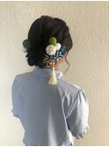 振袖 サイド 編み込み シンプル シニヨン ヘアアレンジ