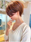 ショート×ハイライト白髪ぼかし×マチルダボブ[心斎橋]