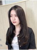 ★韓国ヘアくびレイヤーエモージュ小顔似合わせカット斜めバング