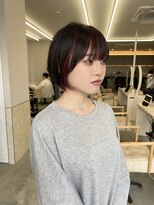 サンド 鹿児島中央(sand)&nbsp;@ayumi_sand ショートボブ　インナーカラー　レッドカラー