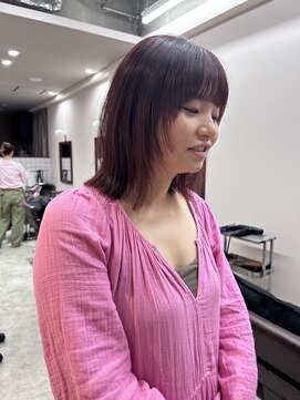 ルックアット(Look at) 【Look at】20代30代40代ウルフ顔まわりミディピンクブラウン