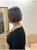 切りっぱなしボブダブルカラーラベンダーグレージュ