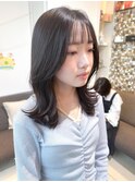 顔周り韓国風レイヤー王道くびれヘアミディアム【横浜】k