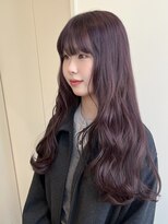 ブリーチなし　春カラー　ラベンダー　ワインレッドピンクカラー