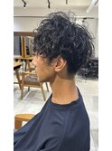 Ryoスパイラルパーママッシュメンズヘア黒髪