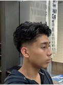 バレイヤージュ メンズオールバック短髮メンズマッシュ