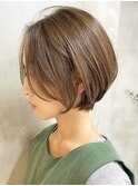 横浜白髪染めショートボブミルクティーベージュヘーゼルベージュ