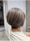 ◇大人40代50代60代ショートボブ丸みショート白髪ぼかし
