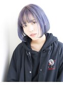 軽めのパープルアッシュボブ