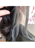 \こなれヘア/イヤリングカラー×くすみブルー