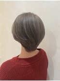 グレーベージュ/ヴェールカラー/前髪なしショート