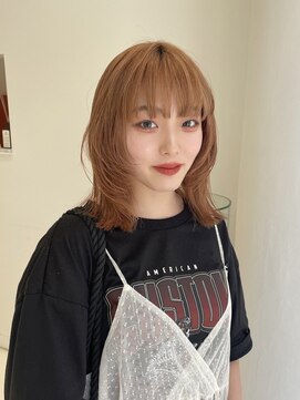 ハイブ 金沢(Hive) 10代20代レイヤーカット顔周りレイヤーオレンジブラウン小顔ヘア