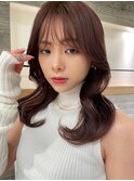 艶髪ピンクブラウン内巻きくびれヘア【肥田亜沙美】