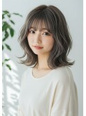 韓国風巻き/無造作パーマ/小顔パーマ/くすみベージュ