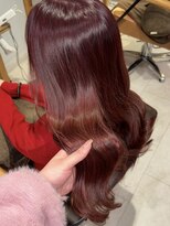 ヘアーメイクブランニュー セントラル 西大寺店(hair make Brand new central)&nbsp;ボルドーレッドダブルカラー透明感ゆるふわ巻きロング暖色カラー