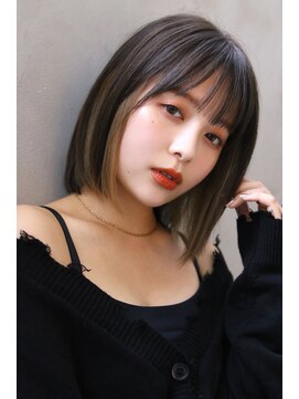 ブラン 広島本通(Blanc) 【Blanc】インナーカラー_透けバング_ボブ3