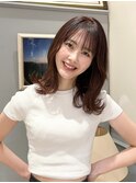 レッドブラウン/外ハネ/シースルーバング/レイヤー/ミディアム