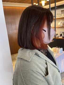 サラビューティーサイト 志免店(SARA Beauty Sight) 【あんstyle】大人ボブにイヤリングカラーでオレンジカラーに☆