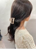 透明感ダークラベンダーグレージュ 韓国ヘア ロング 渋谷