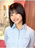 地毛風カラーの結べるボブ