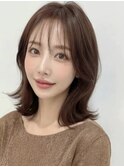 ダークブラウンくびれミディアム小顔外ハネロブA9越谷30代40代!
