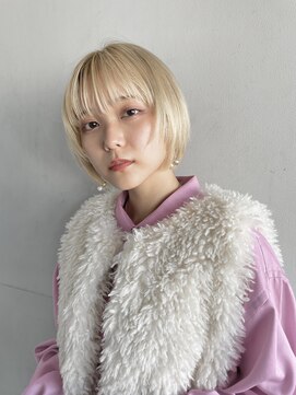 ルル 表参道(lulu.) ボブウルフ ミルクティーベージュ ブロンド フルバング【Riku