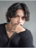 波巻きツイストスパイラルウルフパーマセンターパート