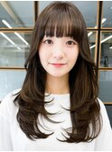 韓国風レイヤー大人可愛いロングシースルーバング20代30代40代