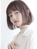 丸みが可愛い/ワンレンボブ/透け感バング