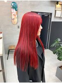 レッドカラー、ロング、暖色、モード