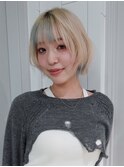 ブリーチボブおくれ毛前髪カットミルクティー_ba556491
