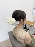 ミディアムでできる上品シニヨン×リボンアレンジ