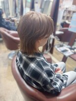 ハピネス 王寺店(Happiness)&nbsp;ミルクティーベージュ ウルフ 中性ショート センターパート 王寺