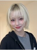 ミルクティーブロンド/ダークブルー/デジタルパーマ/渋谷