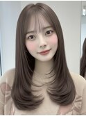 ミルクブラウン/ミルクティーベージュ/顔周りカット/前髪/韓国