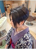 仙台D　前下りボブ×ツーブロック×パープルカラーstyle