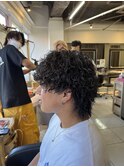 波巻きツイストスパイラルパーマ メンズウルフ シャドウパーマ