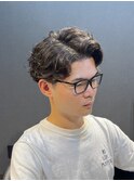ビジネスツーブロック フェザーパーマ かき上げアップバング