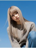 小顔外ハネミディアムアッシュ20代30代40代くびれミディ韓国ヘア